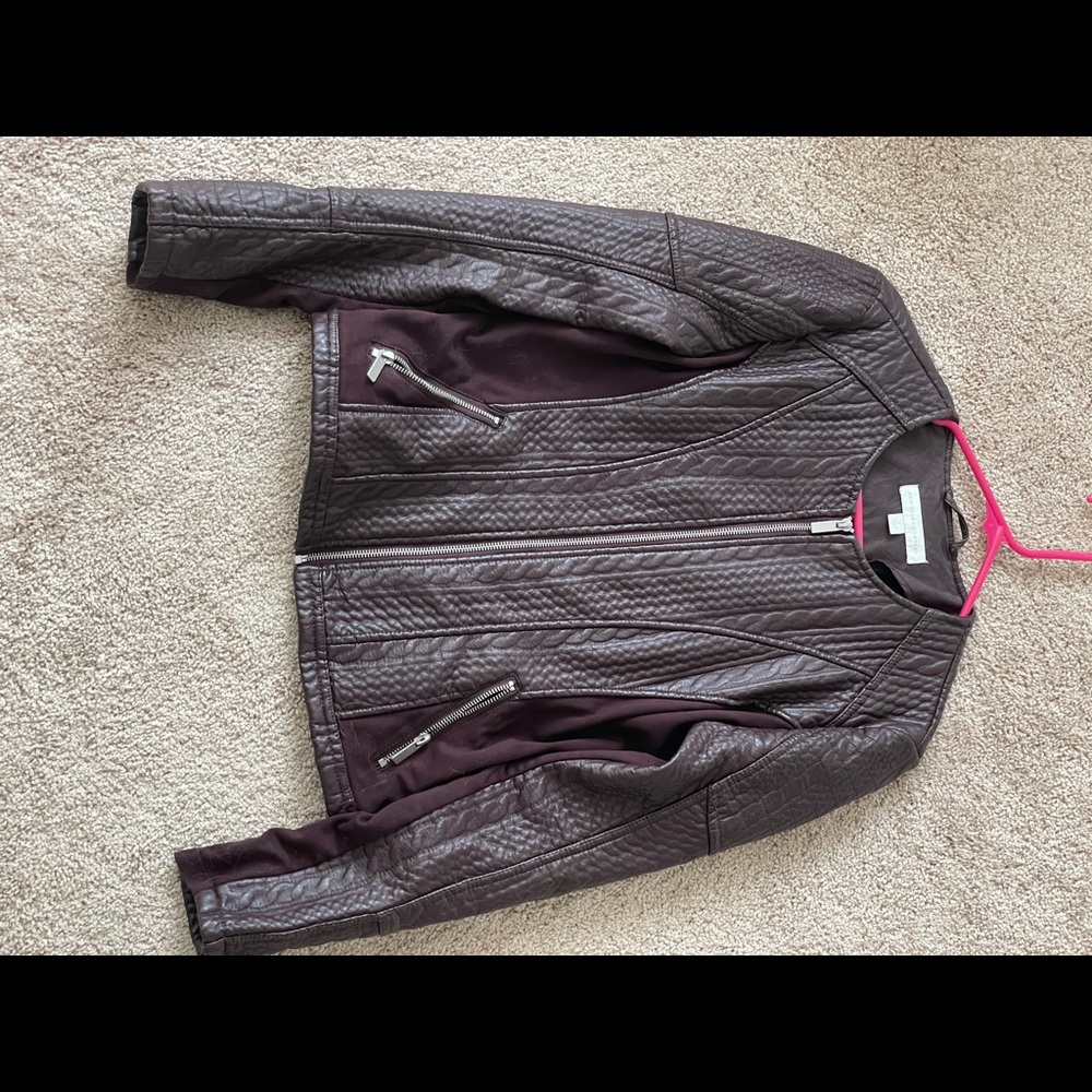Maroon patent leather jacket